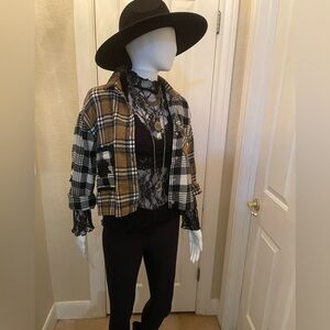 Bunny Mac Original Plaid Fringe Jacket (includes NWT Free People brooch)